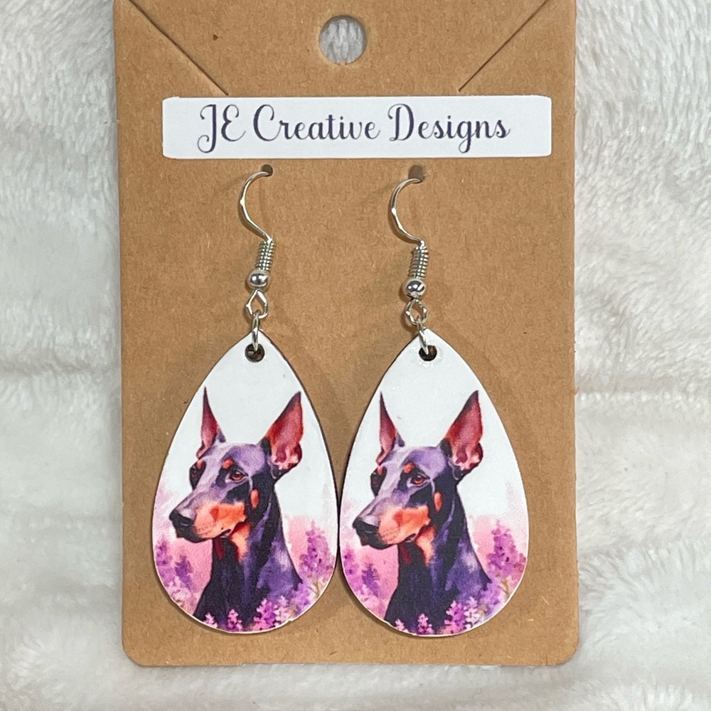 Doberman (Black, cropped) Earrings